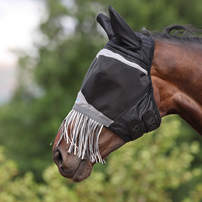 FlyGuard Pro Fine Mesh Fly Mask with Ears &  Nose Fringe