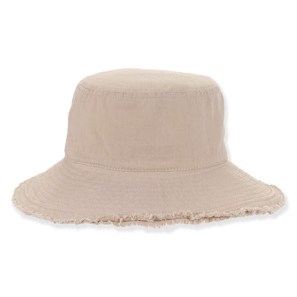 Frayed Brim Cotton Bucket Hat for Women - Sun 'N' Sand Hats Bucket Hat Sun N Sand Hats