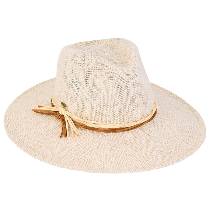 Froid Knit Safari Hat with Twisted Faux Suede Band - Adora® Hats Safari Hat Adora Hats AD1544A Ivory M/L (58 cm)