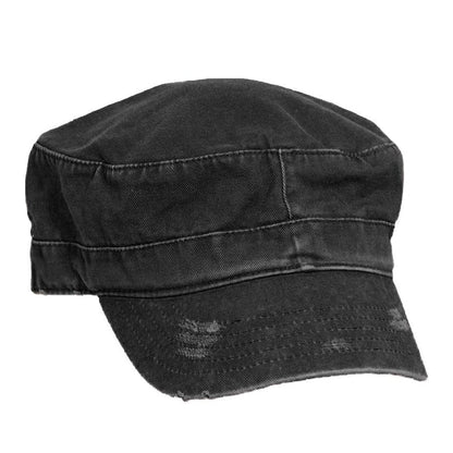 Garment Washed Twill Cotton Cadet Cap - DPC Outdoor Hat Cap Dorfman Hat Co. BC202-BLK Black OS