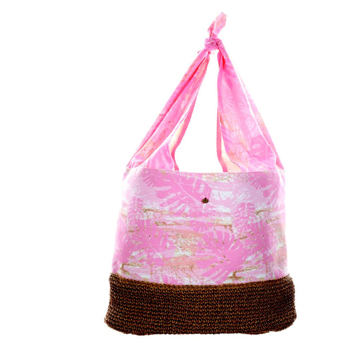 Genevieve Pink Hobo with Crocheted Toyo Base - Cappelli Straworld Bags Bags Cappelli Straworld BAG1280 Pink