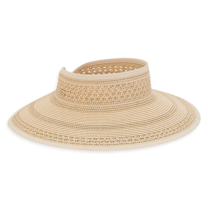 Glitzy Metallic Wrap Around Visor Hat - Sun 'N' Sand Hats Visor Cap Sun N Sand Hats HH2622A Natural