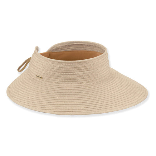 Glitzy Roll Up Wrap Around Visor Hat - Sun 'N' Sand Hats Visor Cap Sun N Sand Hats HH3553A Natual