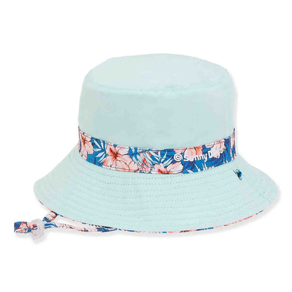 Hibiscus and Cockatoos Reversible Bucket Hat for Petite Heads - Sunny Dayz Hats Bucket Hat Sun N Sand Hats