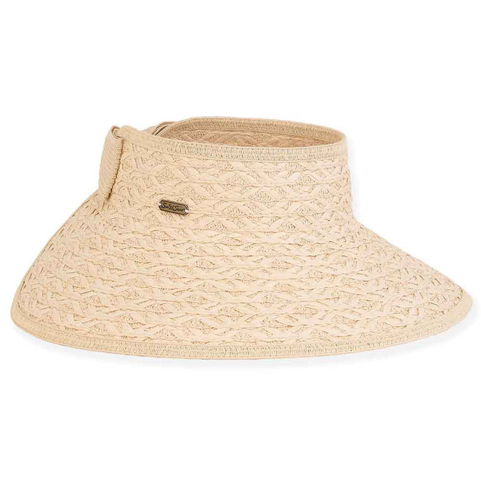 Kauksi Roll Up Visor Hat with Bow Closure - Sun 'N' Sand Hats Visor Cap Sun N Sand Hats HH2888A Natural OS