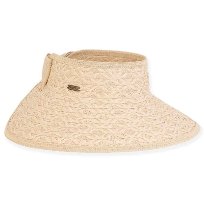Kauksi Roll Up Visor Hat with Bow Closure - Sun 'N' Sand Hats Visor Cap Sun N Sand Hats HH2888A Natural OS