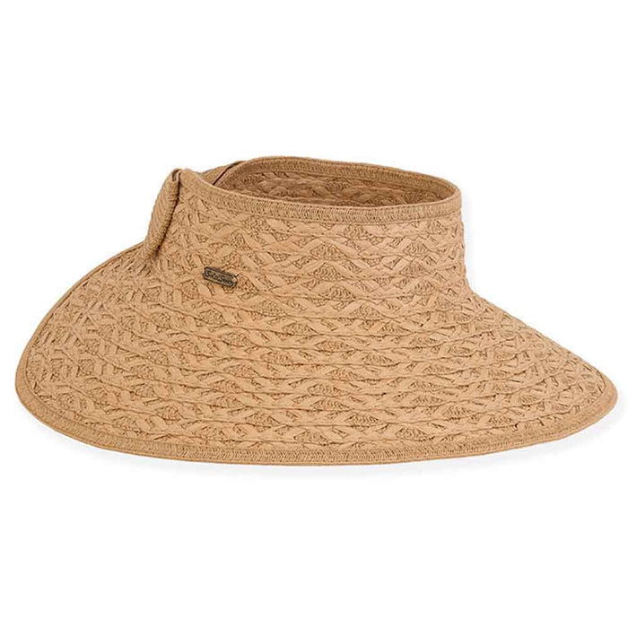 Kauksi Roll Up Visor Hat with Bow Closure - Sun 'N' Sand Hats Visor Cap Sun N Sand Hats HH2888B Tan OS