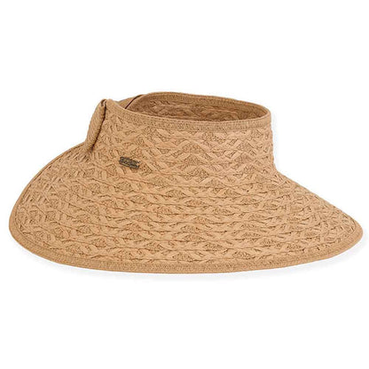 Kauksi Roll Up Visor Hat with Bow Closure - Sun 'N' Sand Hats Visor Cap Sun N Sand Hats HH2888B Tan OS