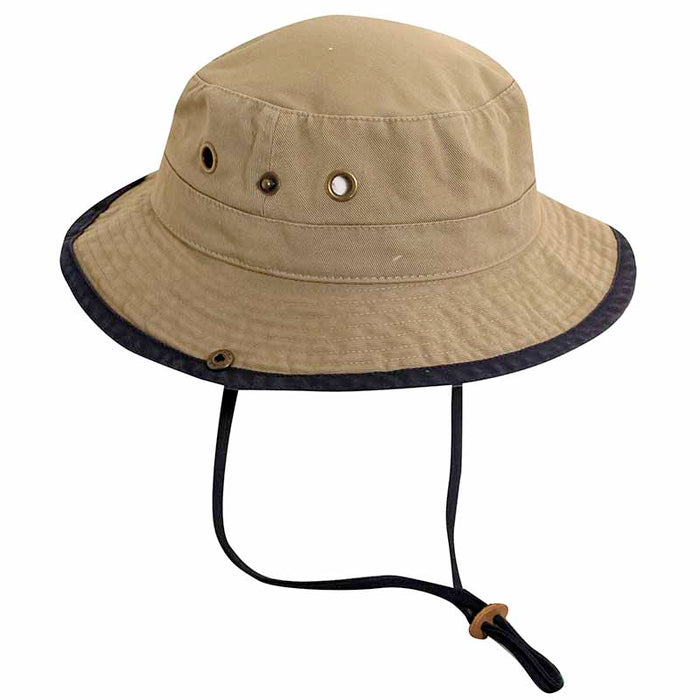 Kid's Cotton Boonie Hat - DPC Kinder Caps Bucket Hat Dorfman Hat Co. c871kh Khaki-Navy