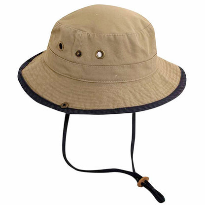 Kid's Cotton Boonie Hat - DPC Kinder Caps Bucket Hat Dorfman Hat Co. c871kh Khaki-Navy