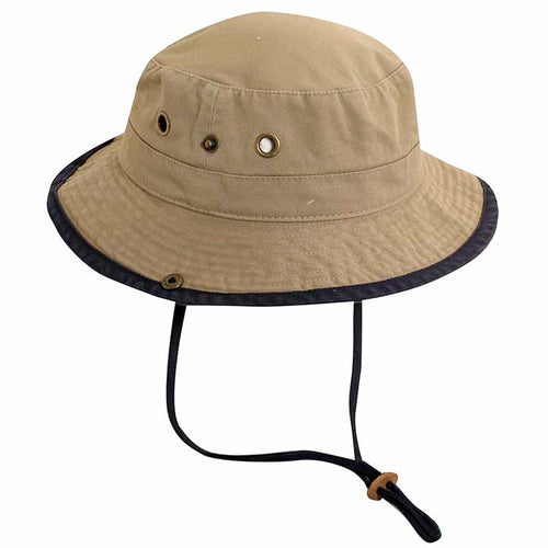 Kid's Cotton Boonie Hat - DPC Kinder Caps Bucket Hat Dorfman Hat Co. c871kh Khaki-Navy