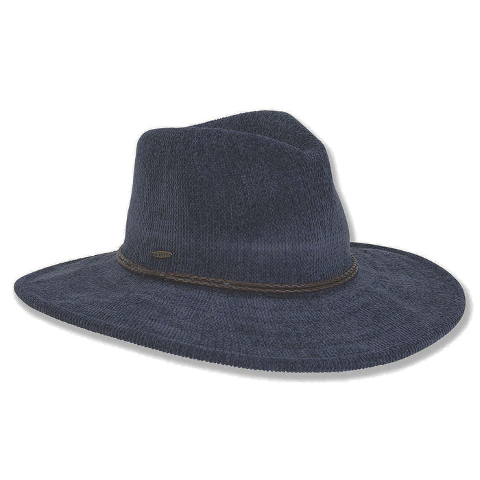 Knit Chenille Safari Hat with Braided Leather Band - Adora® Hats Safari Hat Adora Hats AD1482B Blue OS