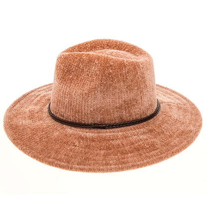 Knit Chenille Safari Hat with Braided Leather Band - Boardwalk Hats Safari Hat Boardwalk Style Hats DA3195-TAN Tan OS