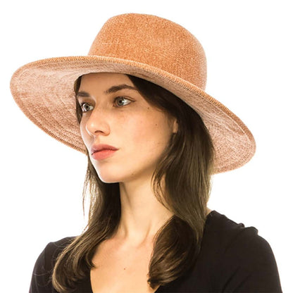 Knit Chenille Safari Hat with Braided Leather Band - Boardwalk Hats Safari Hat Boardwalk Style Hats