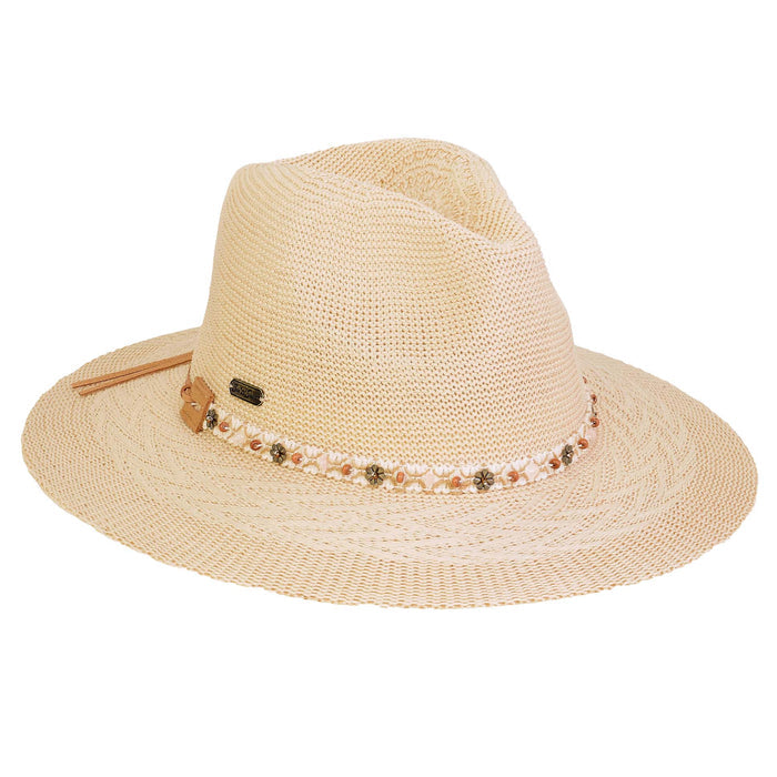 Knit Safari Hat with Beaded Macrame Band - Sun 'N' Sand Hats Safari Hat Sun N Sand Hats HH3337B Beige Large (59 cm)