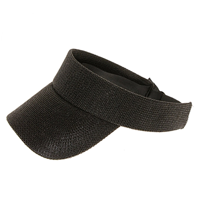 Knit Slide Adjuster Tennis Visor, Fits Small to Large Sizes - Boardwalk Style Visor Cap Boardwalk Style Hats DA1980-BLK Black