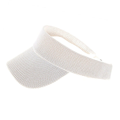 Knit Slide Adjuster Tennis Visor, Fits Small to Large Sizes - Boardwalk Style Visor Cap Boardwalk Style Hats DA1980-WHT White