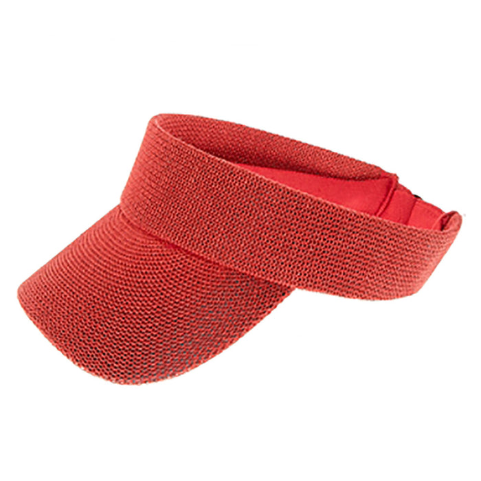 Knit Slide Adjuster Tennis Visor, Fits Small to Large Sizes - Boardwalk Style Visor Cap Boardwalk Style Hats DA1980-RED Red