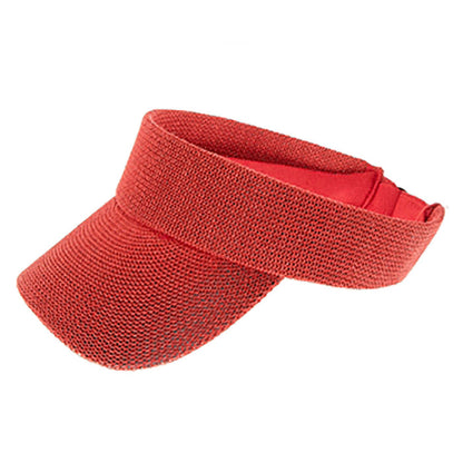 Knit Slide Adjuster Tennis Visor, Fits Small to Large Sizes - Boardwalk Style Visor Cap Boardwalk Style Hats DA1980-RED Red