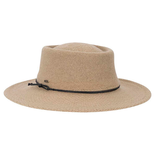 Knit Wool Blend Gaucho Hat with Waxed Cord - Scala Hats Bolero Hat Scala Hats LW774-NAT Natural Medium (57 cm)