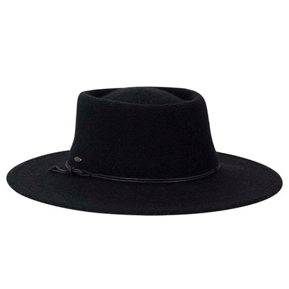 Knit Wool Blend Gaucho Hat with Waxed Cord - Scala Hats Bolero Hat Scala Hats LW774-BLK Black Medium (57 cm)