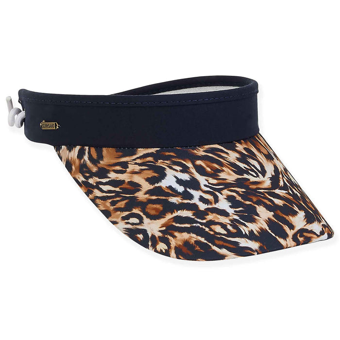 La Barra Animal Print Visor Hat with Coil Closure - Sun 'N' Sand Visor Cap Sun N Sand Hats HH2906B Black OSFM