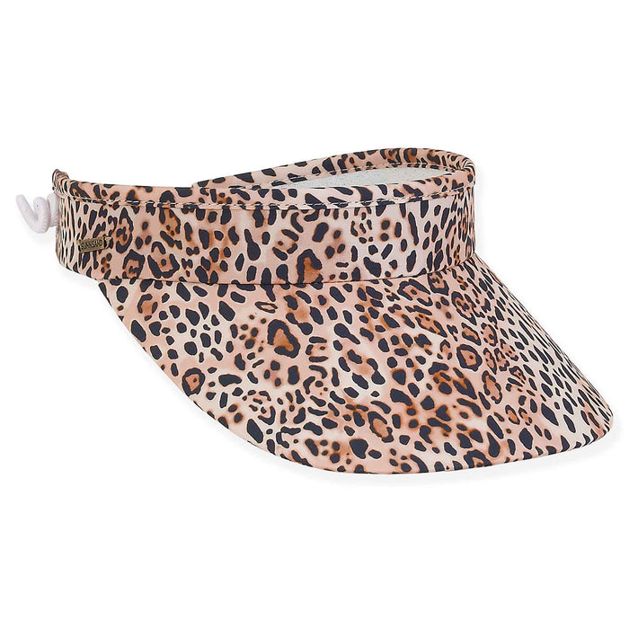 La Barra Animal Print Visor Hat with Coil Closure - Sun 'N' Sand Visor Cap Sun N Sand Hats HH2906A Brown OSFM