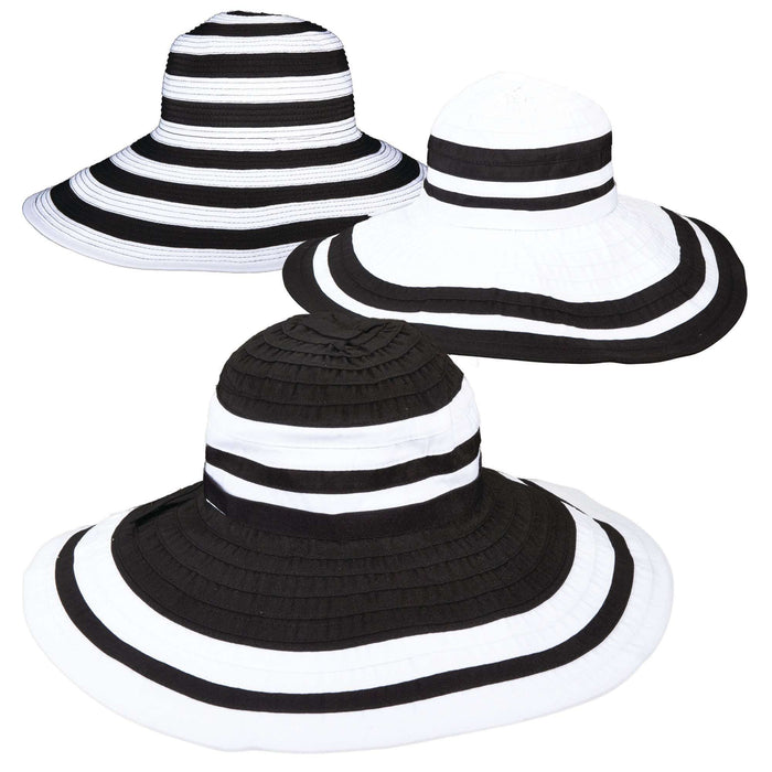 Large Brim Black and White Sun Hat - Scala Hats Wide Brim Hat Scala Hats