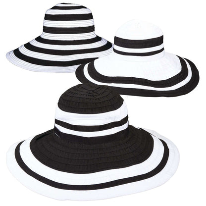Large Brim Black and White Sun Hat - Scala Hats Wide Brim Hat Scala Hats