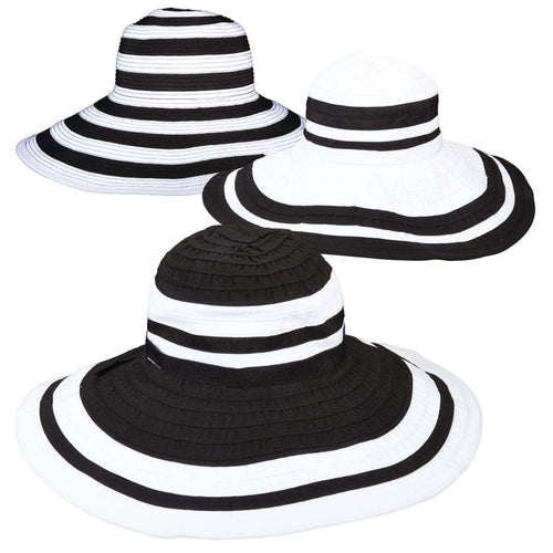 Large Brim Black and White Sun Hat - Scala Hats Wide Brim Hat Scala Hats