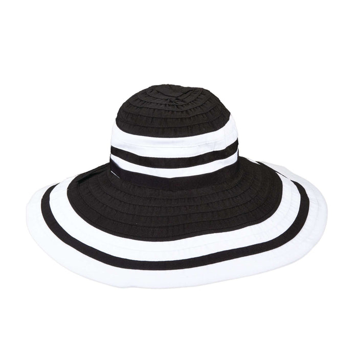 Large Brim Black and White Sun Hat - Scala Hats Wide Brim Hat Scala Hats