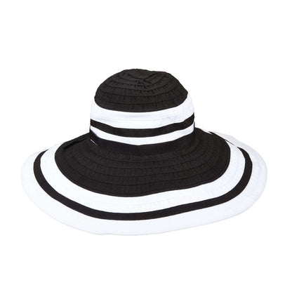 Large Brim Black and White Sun Hat - Scala Hats Wide Brim Hat Scala Hats