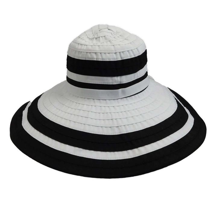 Large Brim Black and White Sun Hat - Scala Hats Wide Brim Hat Scala Hats LC753wh White