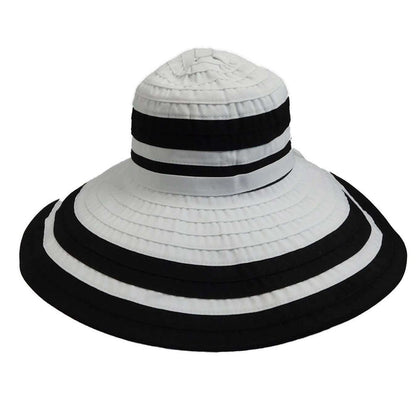 Large Brim Black and White Sun Hat - Scala Hats Wide Brim Hat Scala Hats LC753wh White