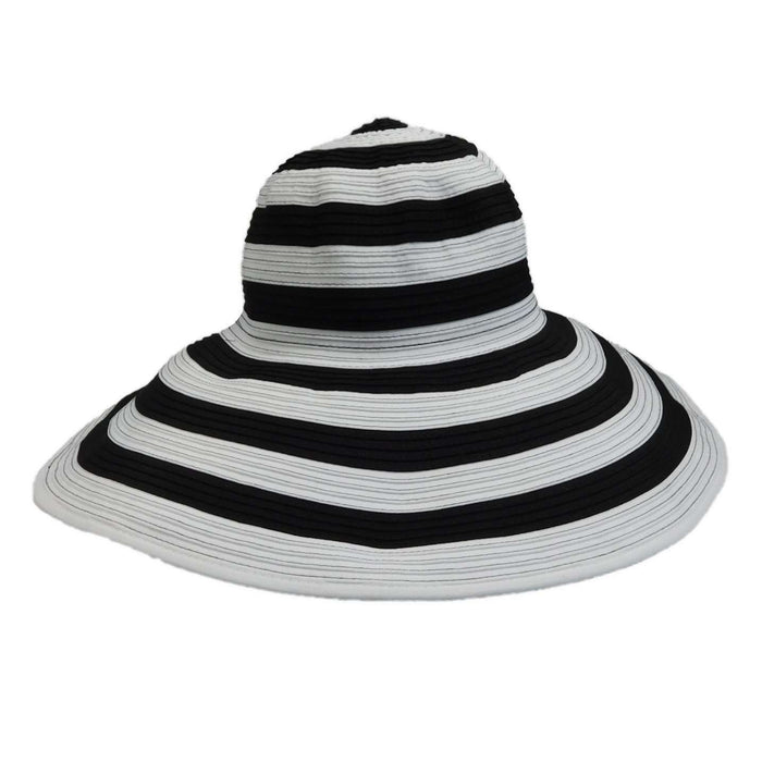 Large Brim Black and White Sun Hat - Scala Hats Wide Brim Hat Scala Hats LC753bkwh Black / White