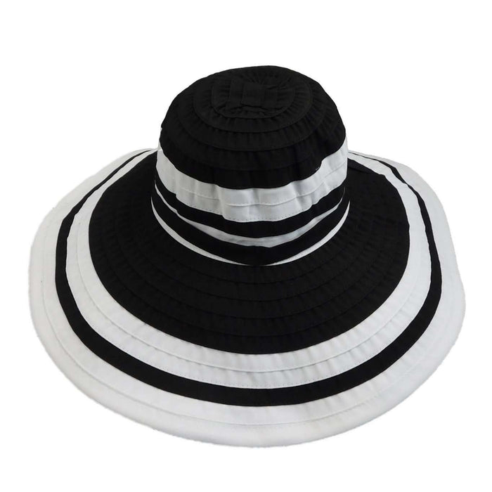 Large Brim Black and White Sun Hat - Scala Hats Wide Brim Hat Scala Hats LC753bk Black
