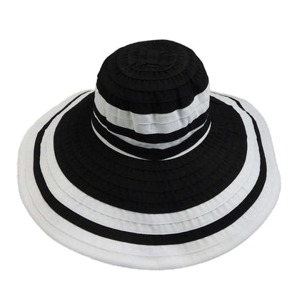 Large Brim Black and White Sun Hat - Scala Hats Wide Brim Hat Scala Hats LC753bk Black