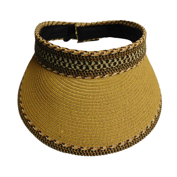 Large Brim Tribal Pattern Roll-up Sun Visor Visor Cap Boardwalk Style Hats WSPS658NT Natural
