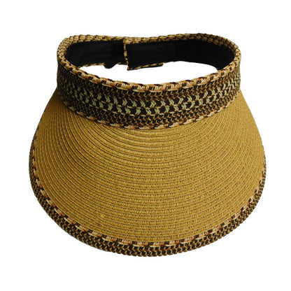 Large Brim Tribal Pattern Roll-up Sun Visor Visor Cap Boardwalk Style Hats WSPS658NT Natural