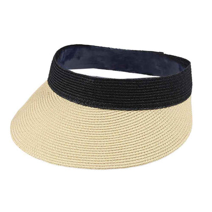 Lightweight Cotton-Paper Blend Sun Visor - JSA Hats Visor Cap Jeanne Simmons Accessories js6100 Tan / Black
