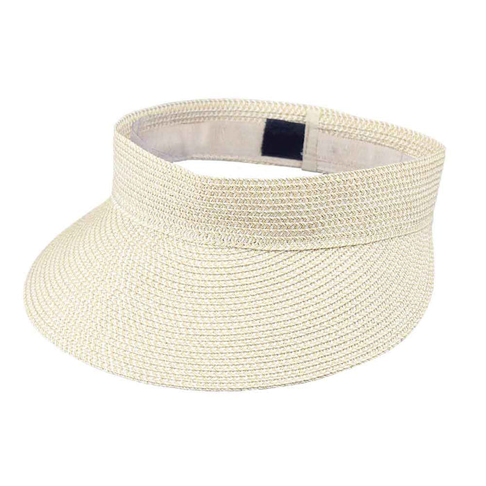 Lightweight Cotton-Paper Blend Sun Visor - JSA Hats Visor Cap Jeanne Simmons Accessories js6105 White Tweed