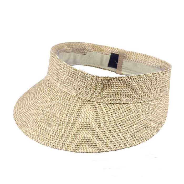 Lightweight Cotton-Paper Blend Sun Visor - JSA Hats Visor Cap Jeanne Simmons Accessories js6104 Tan Tweed
