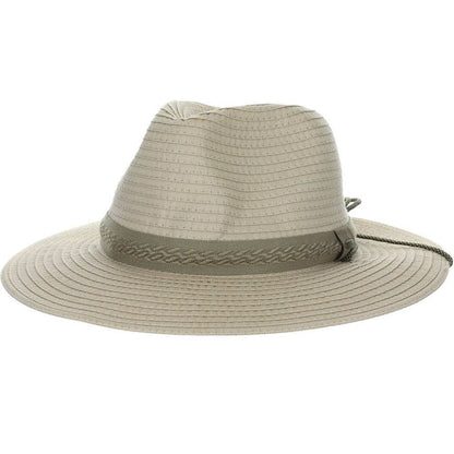 Low Country Tribal Band Wide Brim Fabric Hat - Scala Hats Safari Hat Scala Hats MS485-KAKI1 Khaki S/M (57cm)