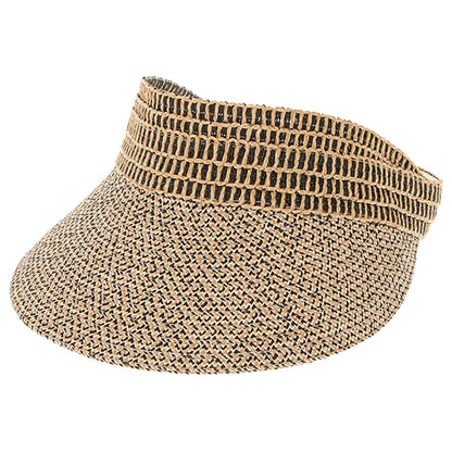 Macrame Band Heathered Sun Visor - Boardwalk Style Visor Cap Boardwalk Style Hats DA1311-BLK Black