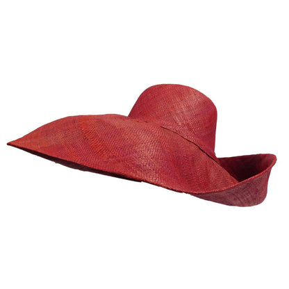 Madagascar Raffia Extra Wide Brim Beach Hat Kettle Brim Hat Madagascar Raffia Hats WSRASHE7 Dark Red