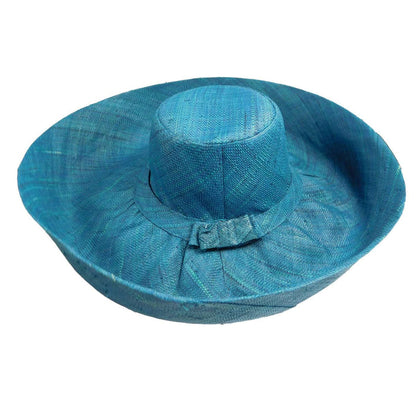 Madagascar Raffia Extra Wide Brim Beach Hat Kettle Brim Hat Madagascar Raffia Hats WSRASHE17 Turquoise