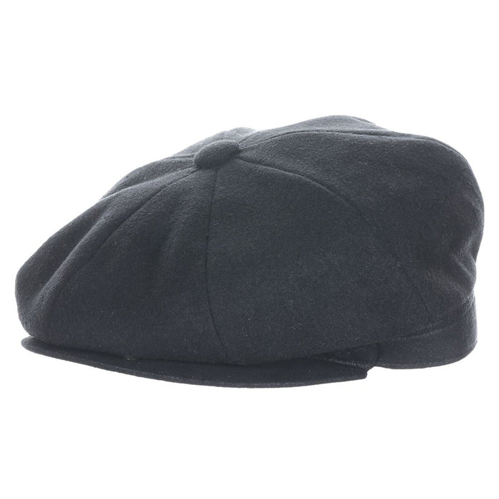Melton Wool Blend Newsboy Cap - Scala Hats Flat Cap Scala Hats SW101-BLK2 Black Medium