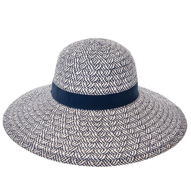 Mixed Color Wide Brim Beach Hat - Boardwalk Style Wide Brim Hat Boardwalk Style Hats DA780-BLU Navy OS (57 cm)