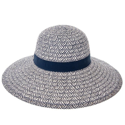 Mixed Color Wide Brim Beach Hat - Boardwalk Style Wide Brim Hat Boardwalk Style Hats DA780-BLU Navy OS (57 cm)