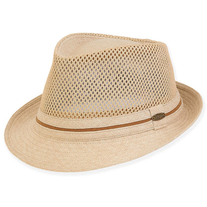 Monserrat Mesh Crown Poly-Cotton Fedora - Tidal Tom Hat Fedora Hat Tidal Tom HTT1112A-ML Natural M/L (59 cm)